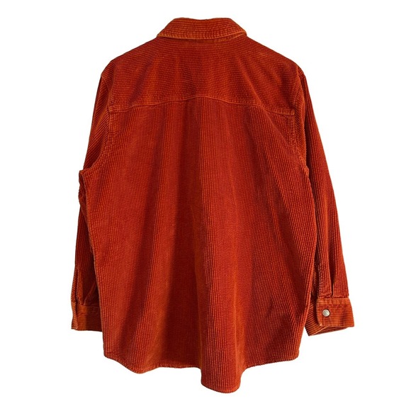 Essentials Style Sze Large Oversized Thick Corduroy Shacket Snap Buttons Orange - Picture 2 of 6